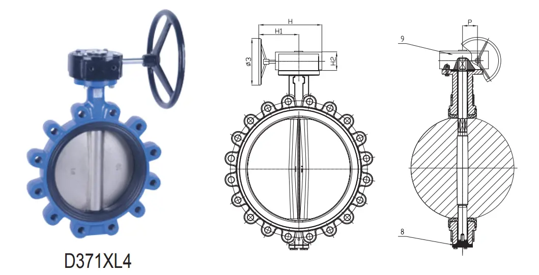 BS EN 593 Lugged Wafer Butterfly Valve